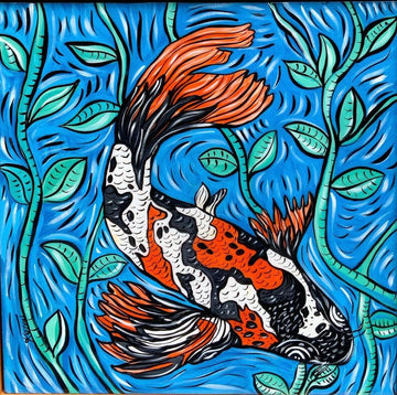 Black White Orange Koi
