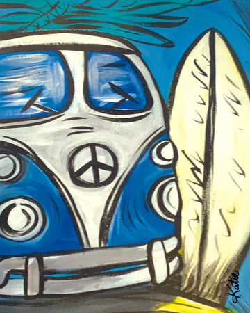 'Blue Kombis' Paper Print