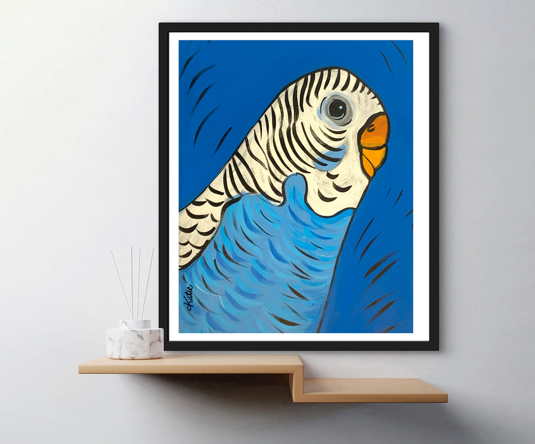 'Blue Budgie' Paper Print