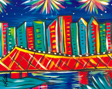 'Brisbane Fireworks' Paper Print