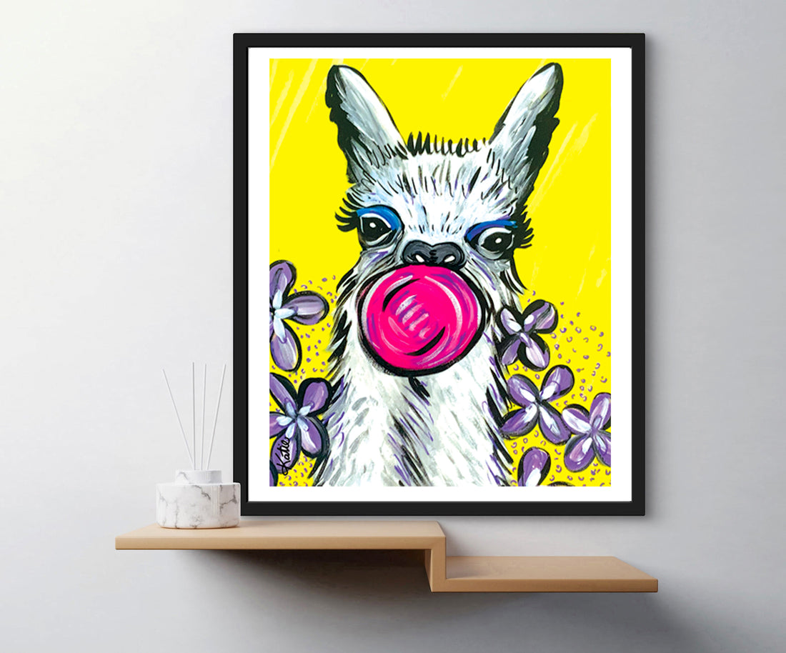 'Bubble Gum Llama' Paper Print