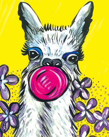 'Bubble Gum Llama' Paper Print