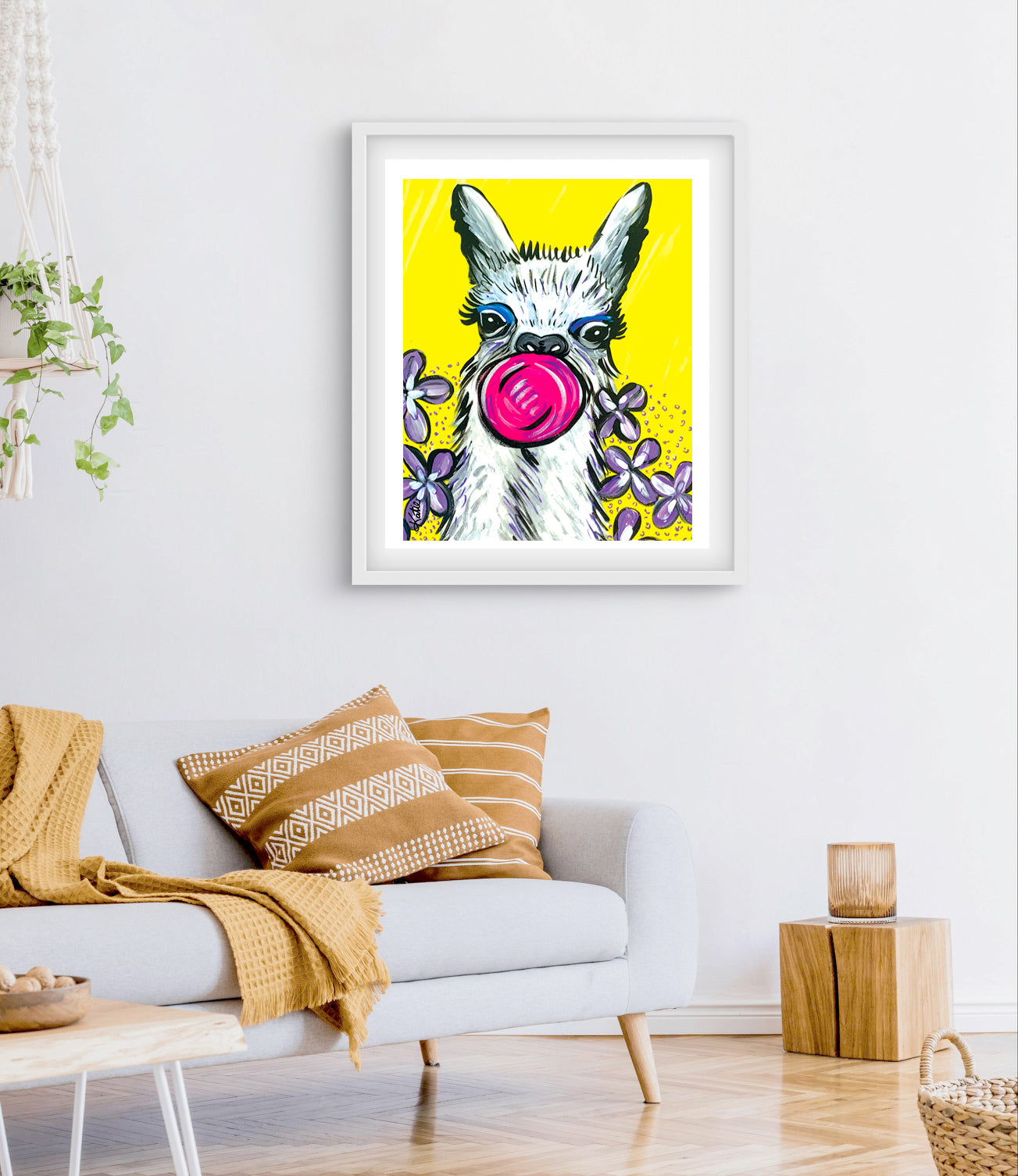 'Bubble Gum Llama' Paper Print
