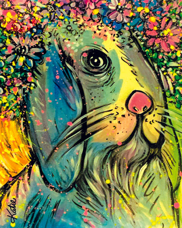 'Bunny Floral' Paper Print