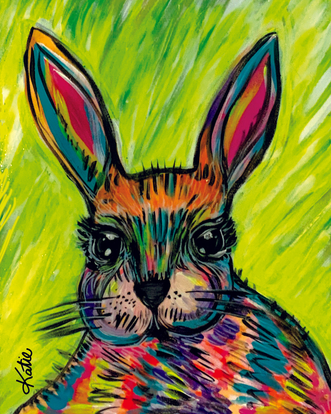 Neon Bunny Acrylic on Canvas