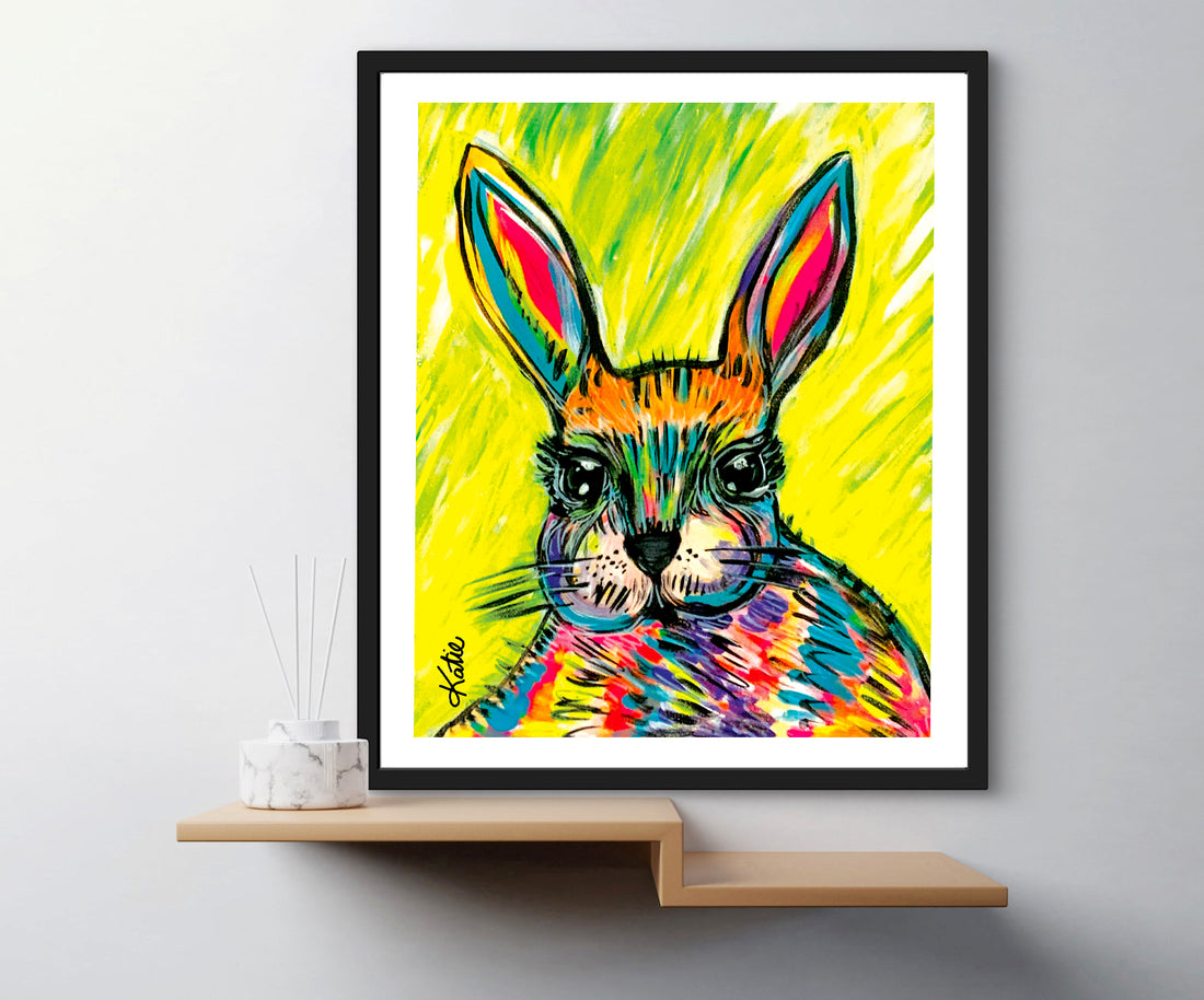 'Coloured Bunny' Paper Print