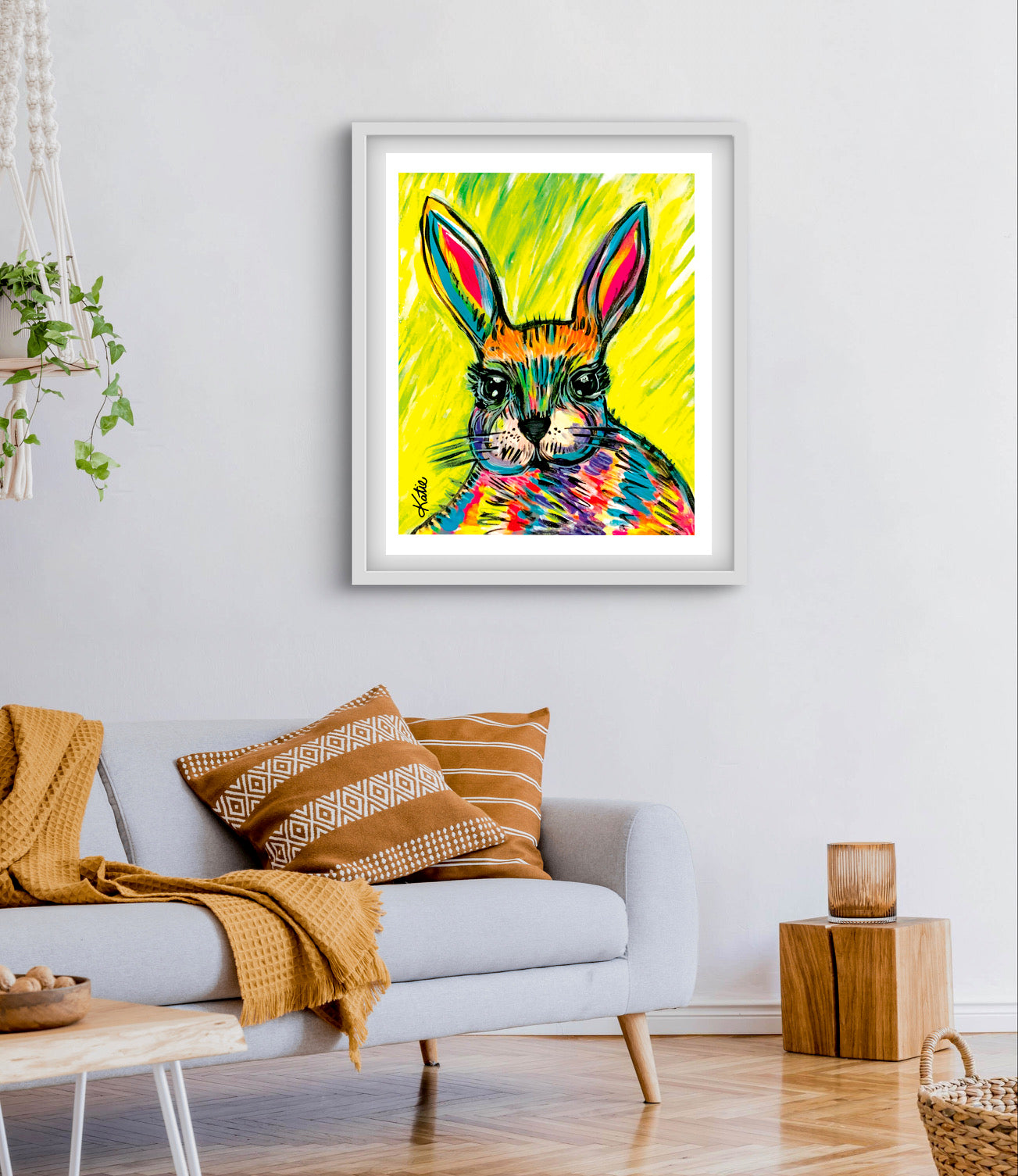 'Coloured Bunny' Paper Print