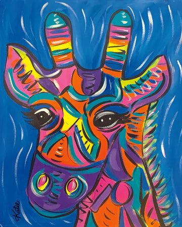 'Coloured Giraffe' Paper Print
