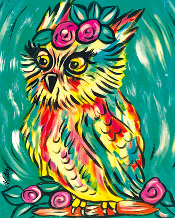 'Coloured Owl' Paper Print