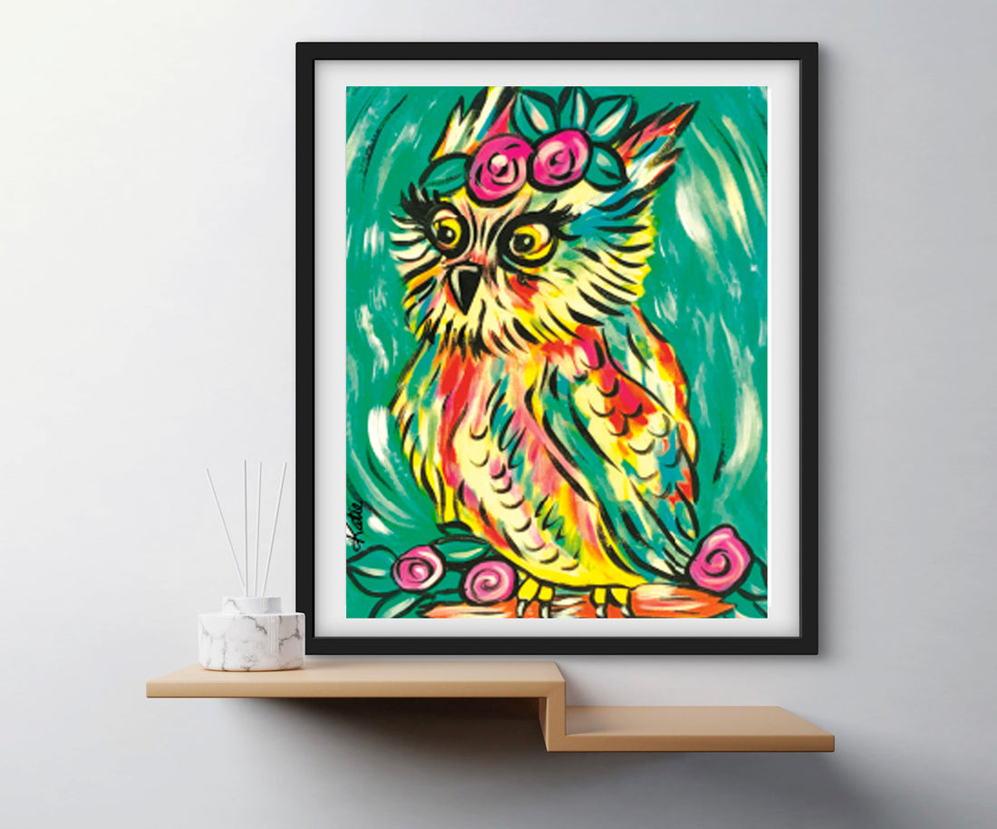 'Coloured Owl' Paper Print