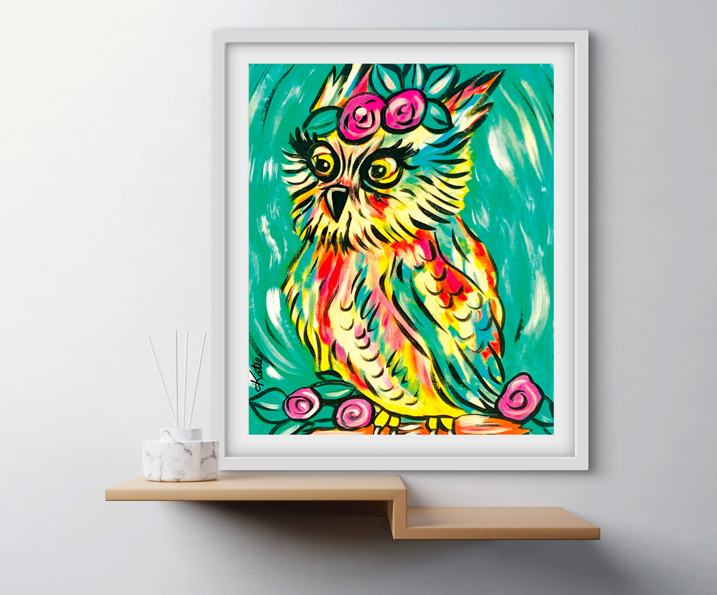 'Coloured Owl' Paper Print