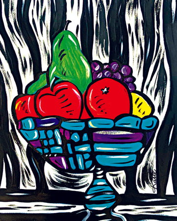 'Deco Fruit Bowl' Paper Print