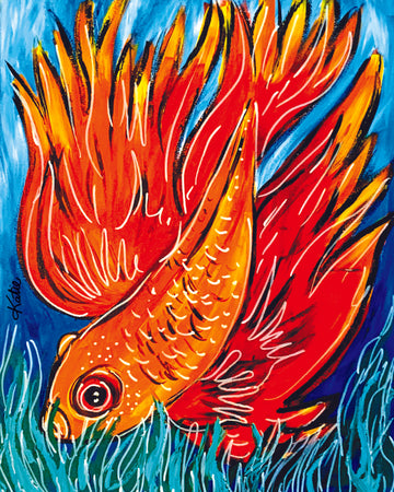'Fighting Fish Orange' Paper Print