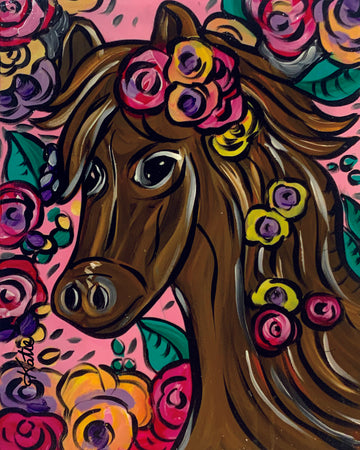 'Floral Horse' Paper Print