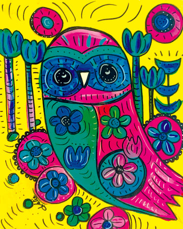 'Floral Owl' Paper Print