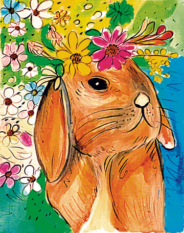 'Floral Bunny' Paper Print