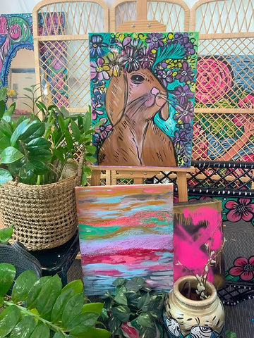 Flower Crown Brown Bunny