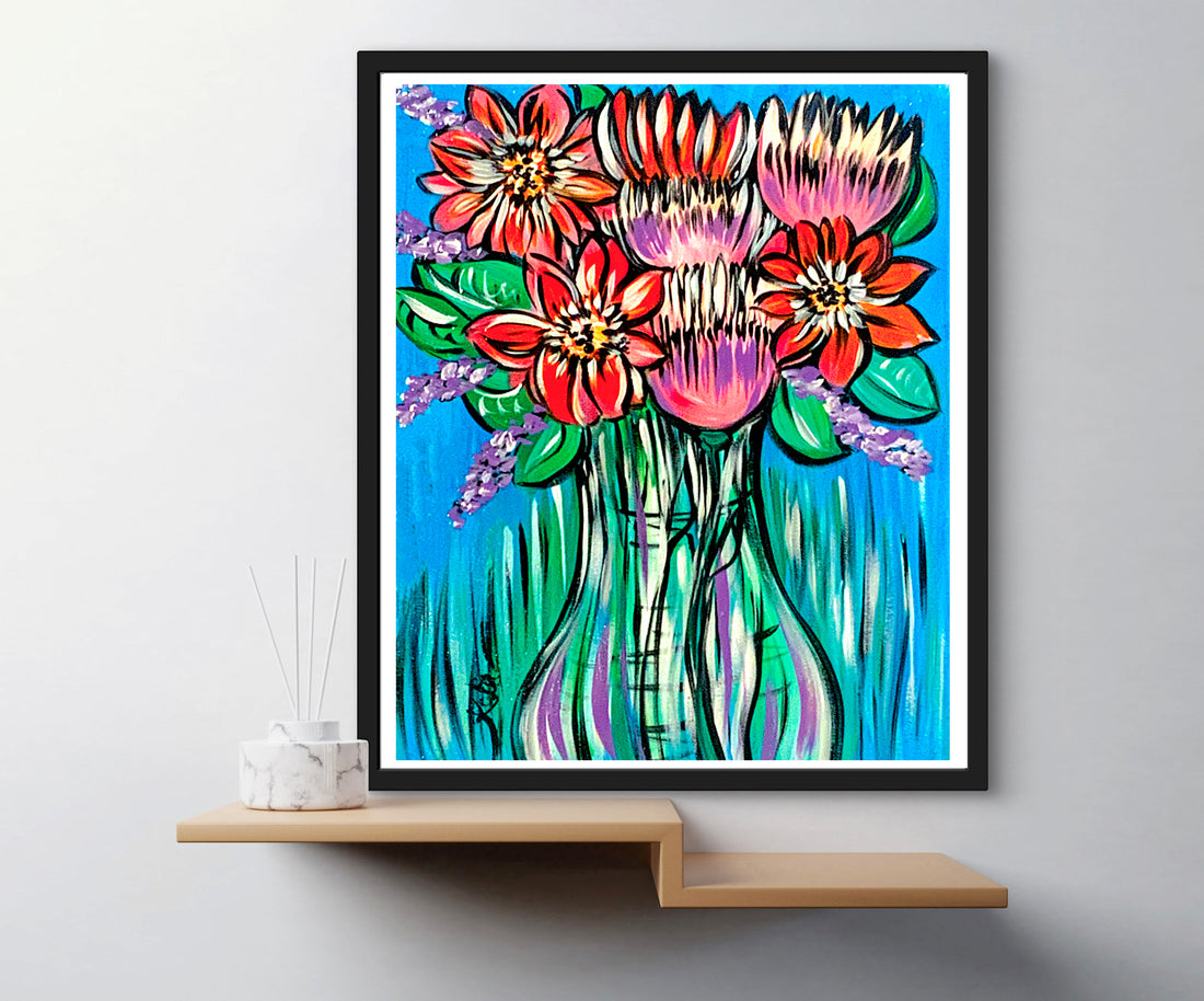 'Funky Flowers' Paper Print