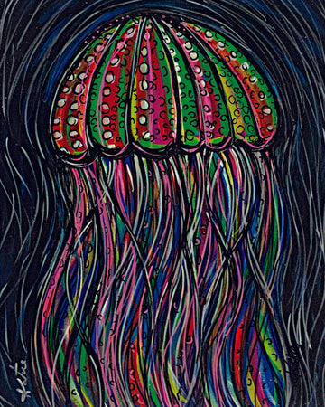 'Jellyfish Posca Tribute' Paper Print