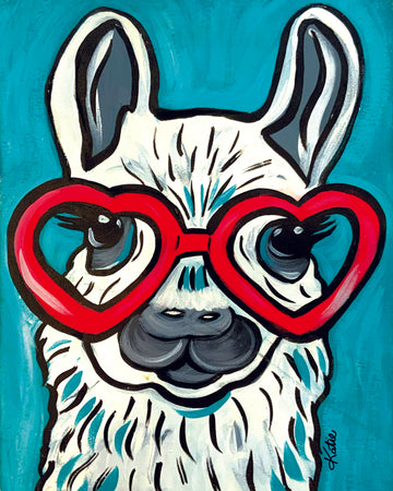 'Llama Red Glasses' Paper Print