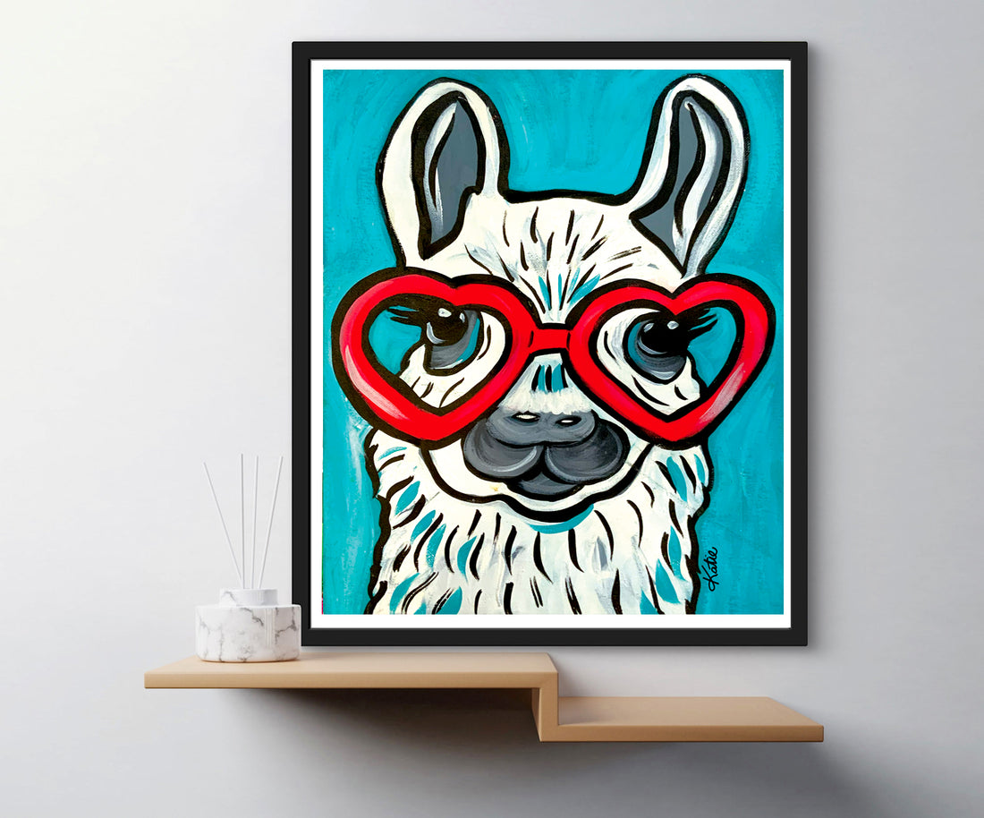 'Llama Red Glasses' Paper Print