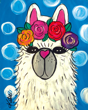 'Llama Floral Crown' Paper Print