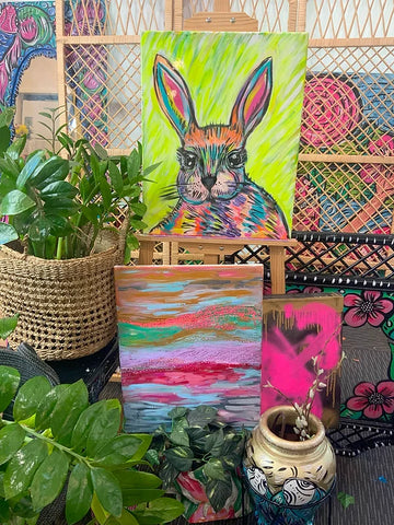 Neon Bunny Acrylic on Canvas