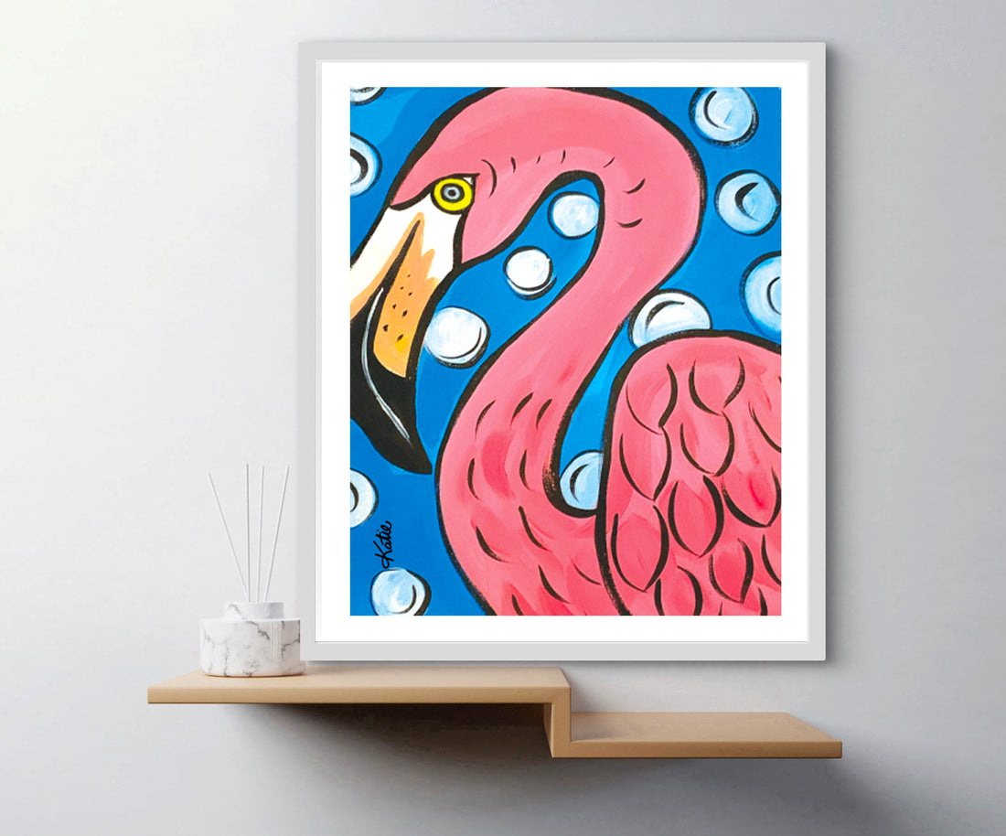 'Pink Flamingo Love' Paper Print