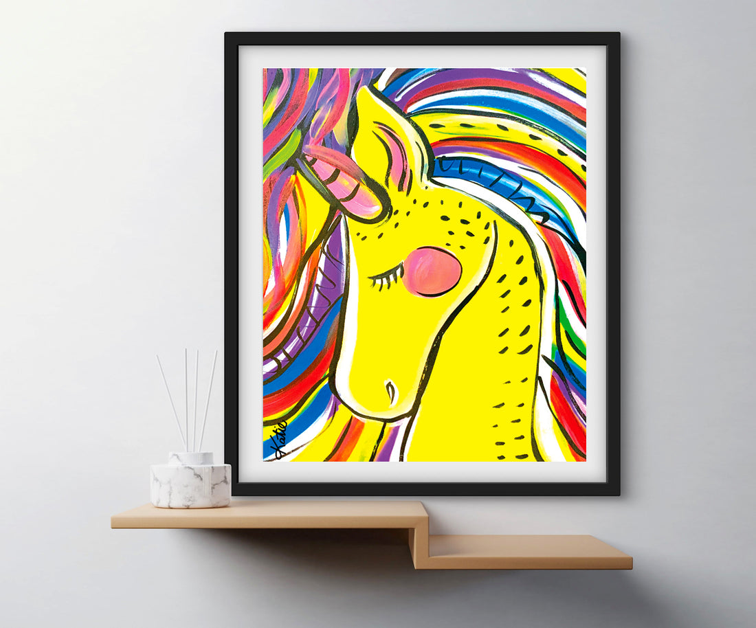 'Ribbon Bound Unicorn' Paper Print