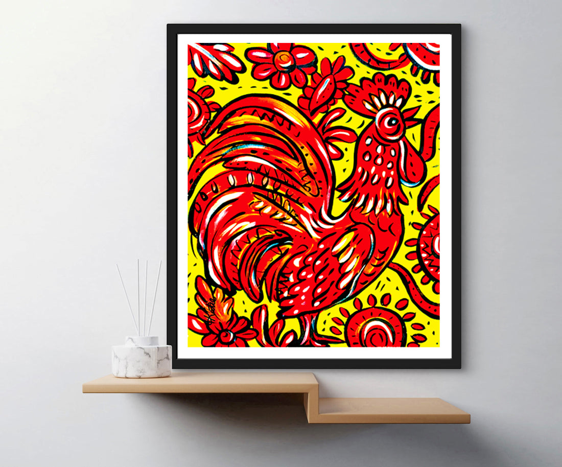 'Rockin Red Roosster' Paper Print