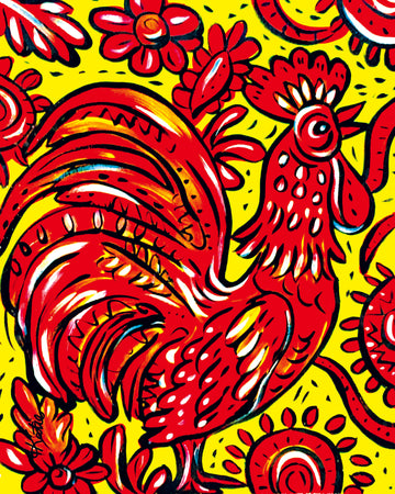 'Rockin Red Roosster' Paper Print
