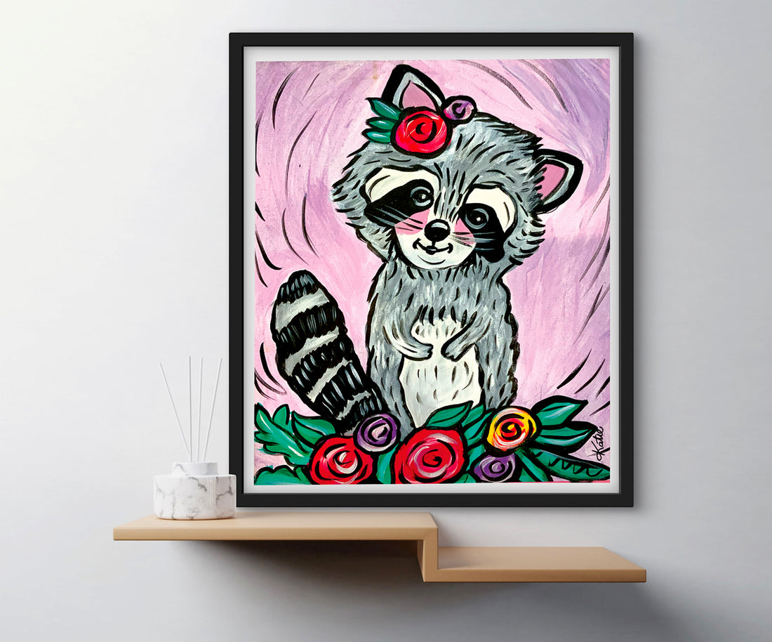 'Rosie Racoon' Paper Print