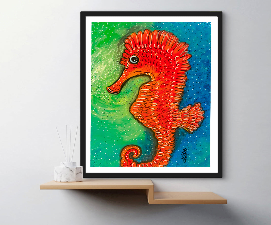 'Seahorse Floating' Paper Print