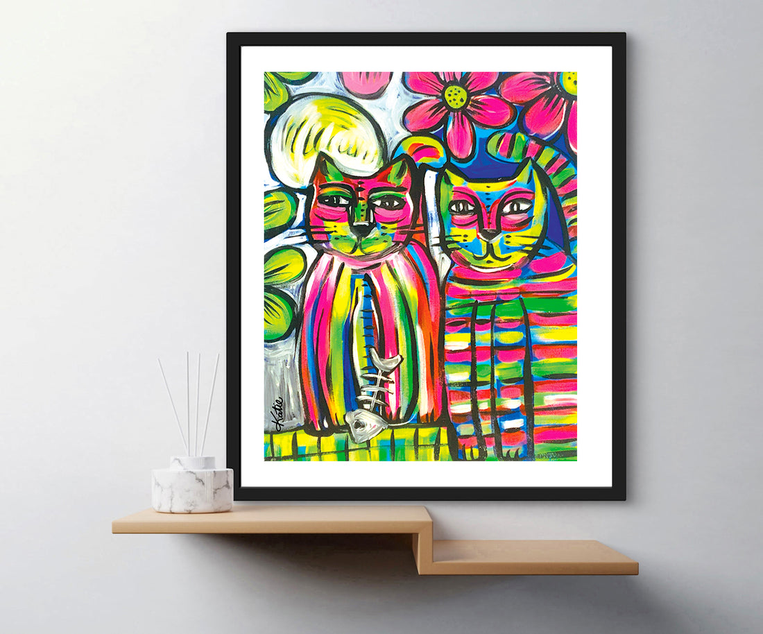 'Stripey Cat' Paper Print