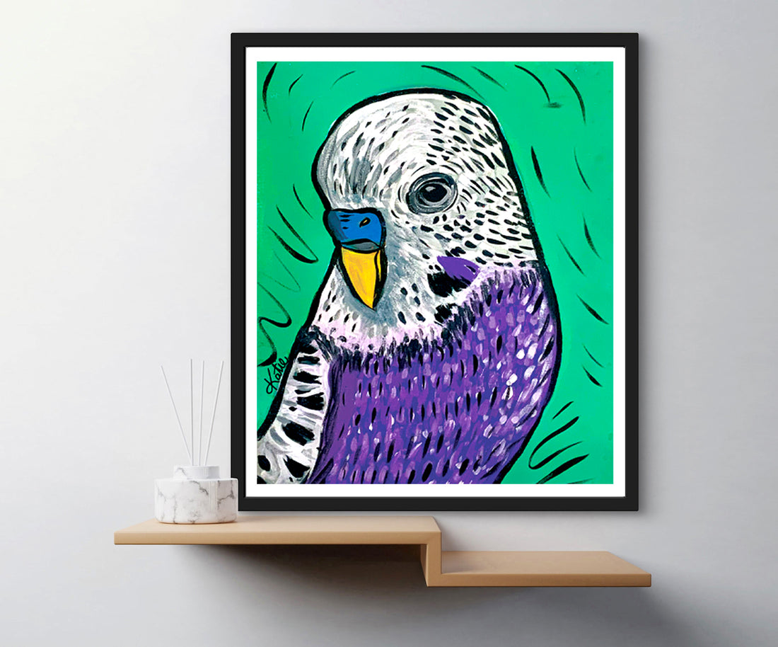 'Violet Budgie' Paper Print