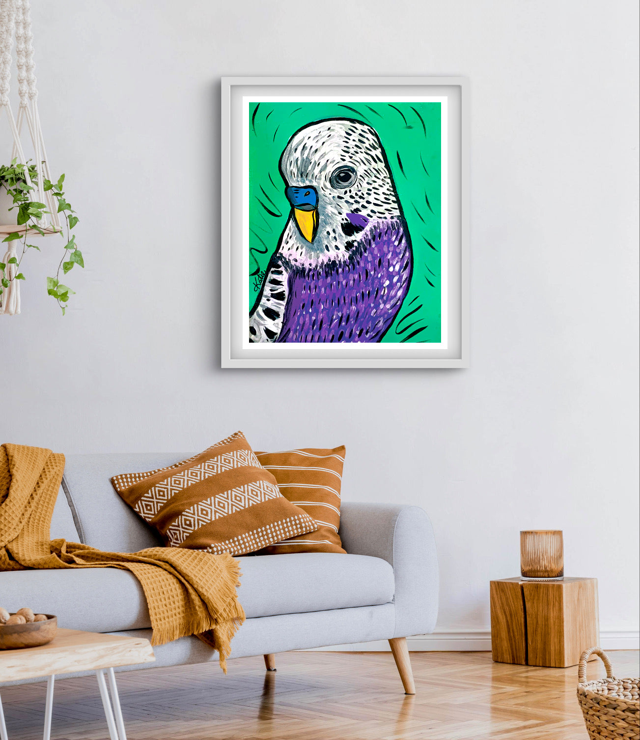 'Violet Budgie' Paper Print