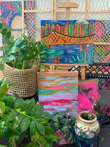 Cityscape Resin Acrylic on Canvas