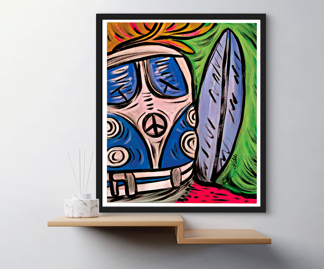 'Volkswagon Kombi Blue' Paper Print