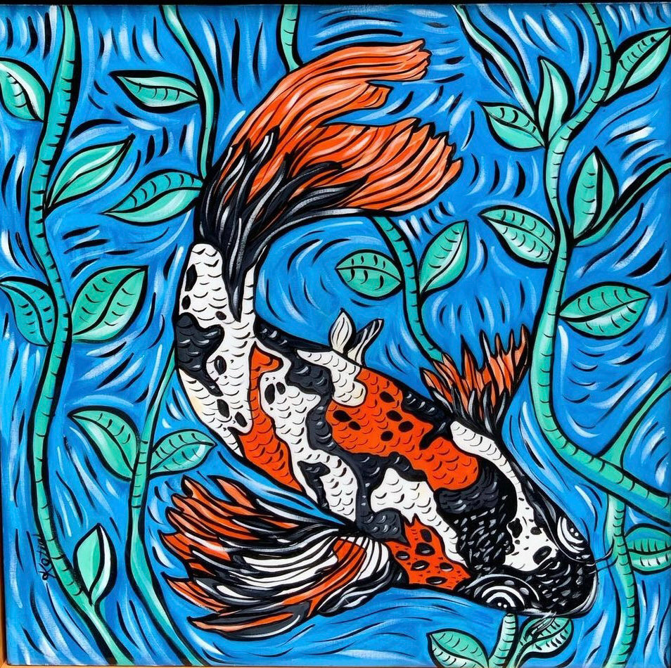 Black White Orange Koi