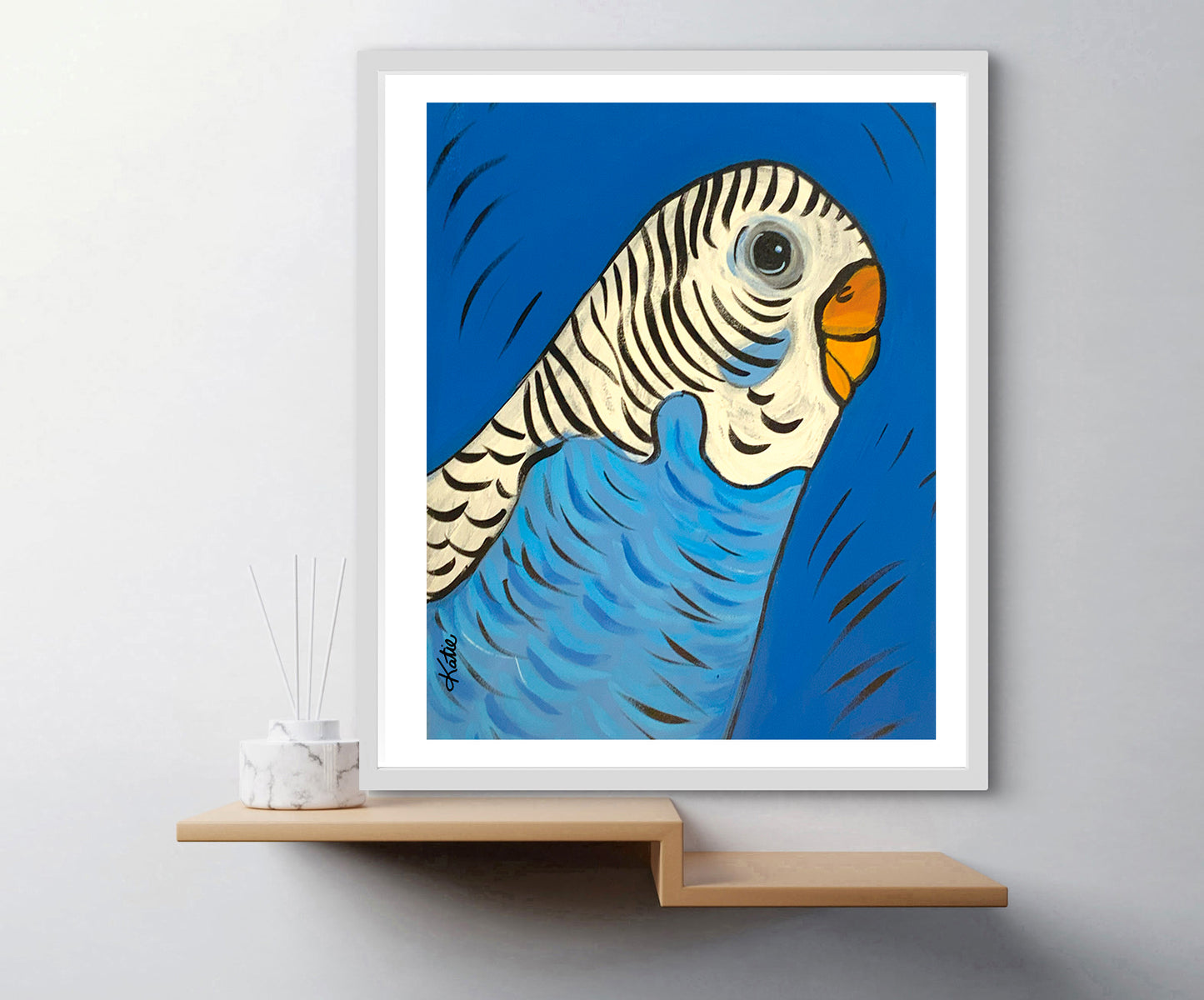 'Blue Budgie' Paper Print