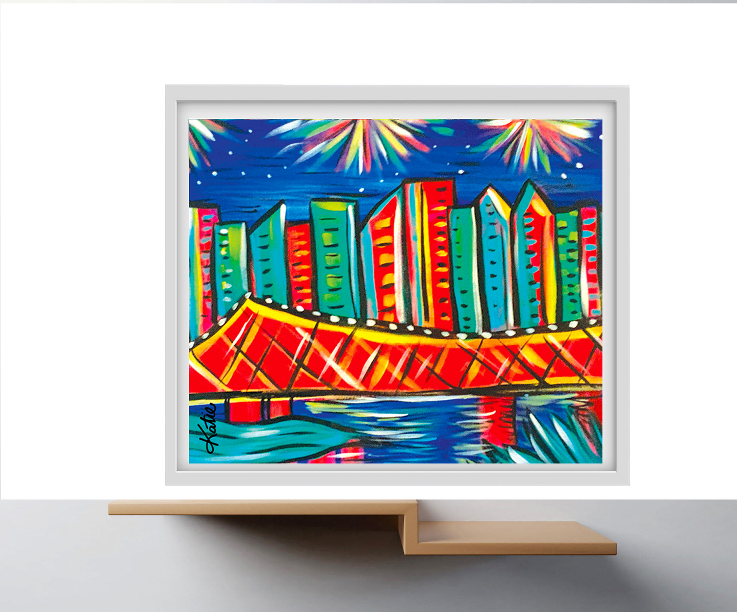'Brisbane Fireworks' Paper Print