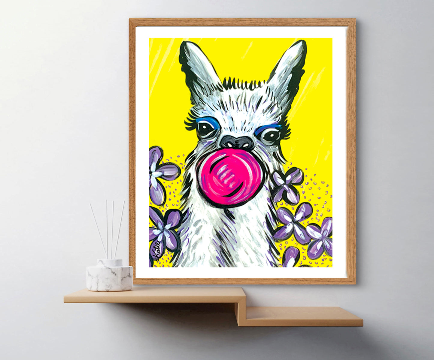 'Bubble Gum Llama' Paper Print