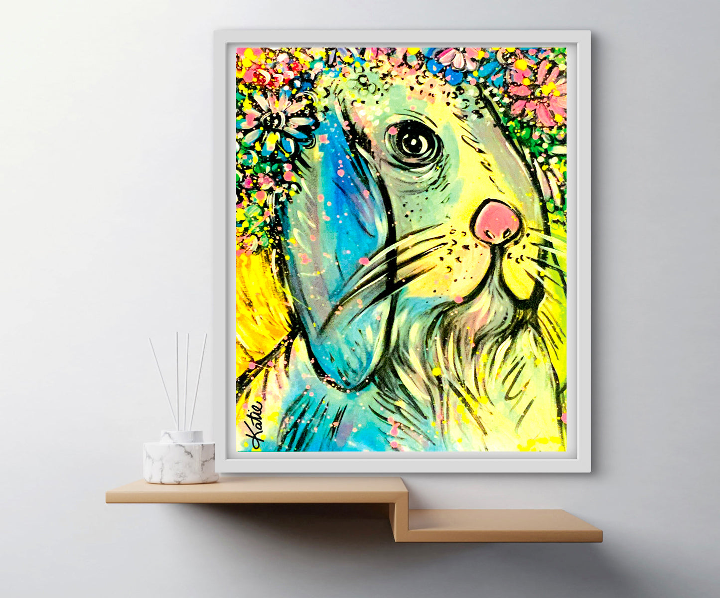 'Bunny Floral' Paper Print