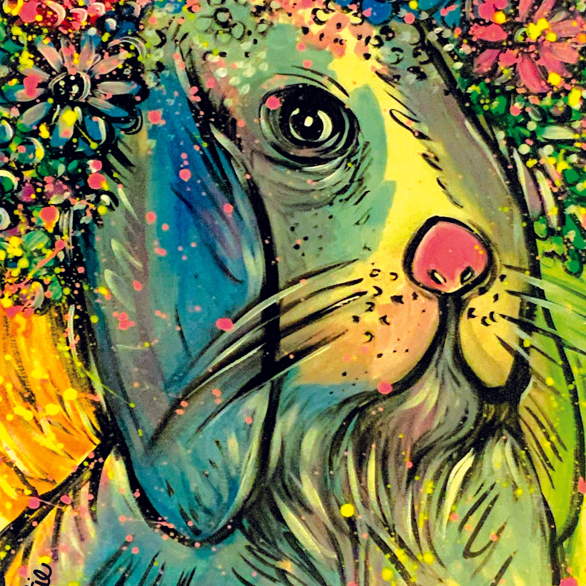 'Bunny Floral' Paper Print