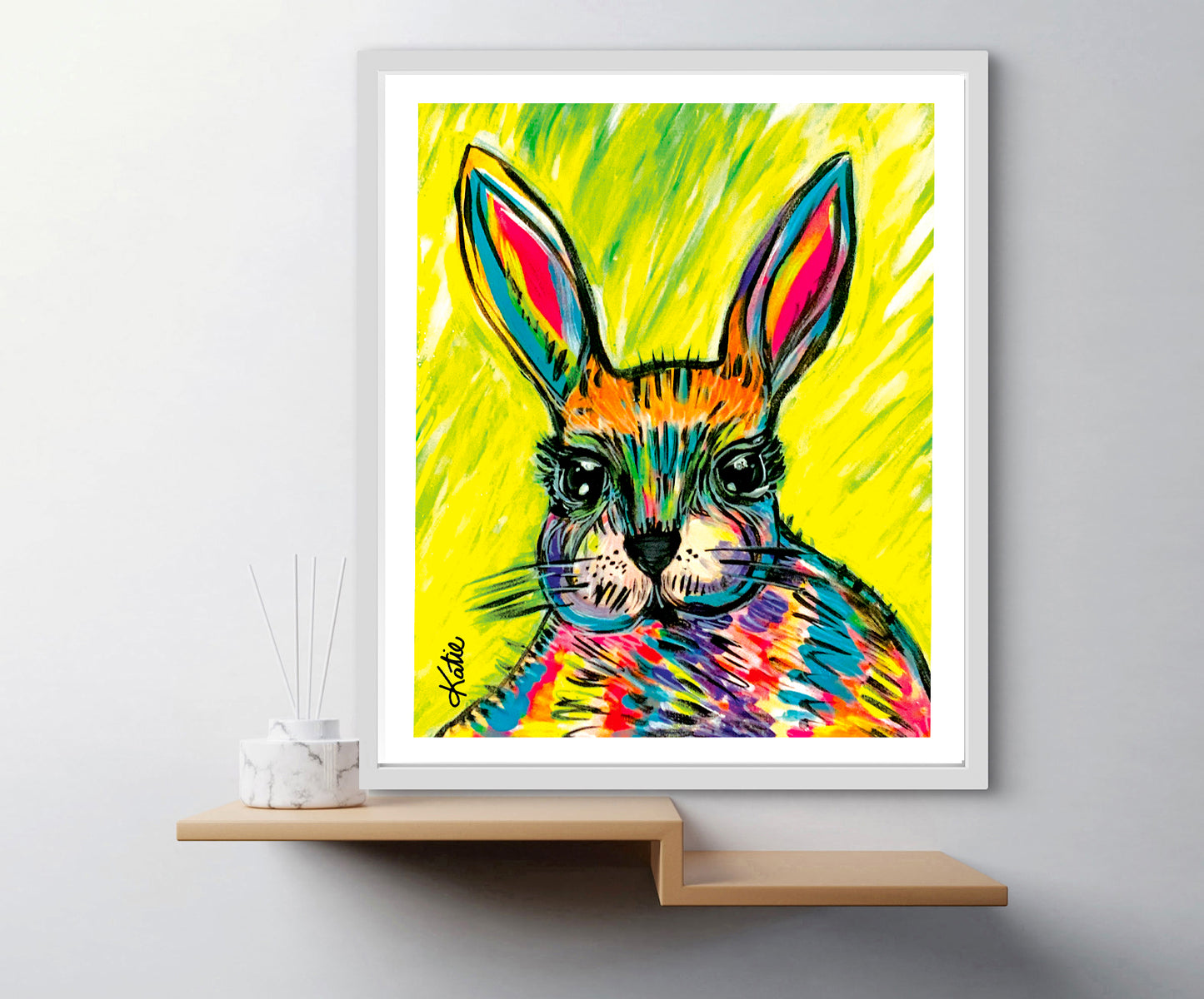 'Coloured Bunny' Paper Print