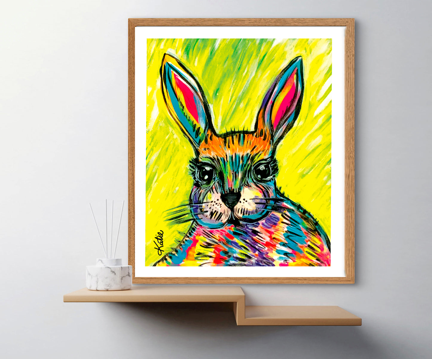 'Coloured Bunny' Paper Print
