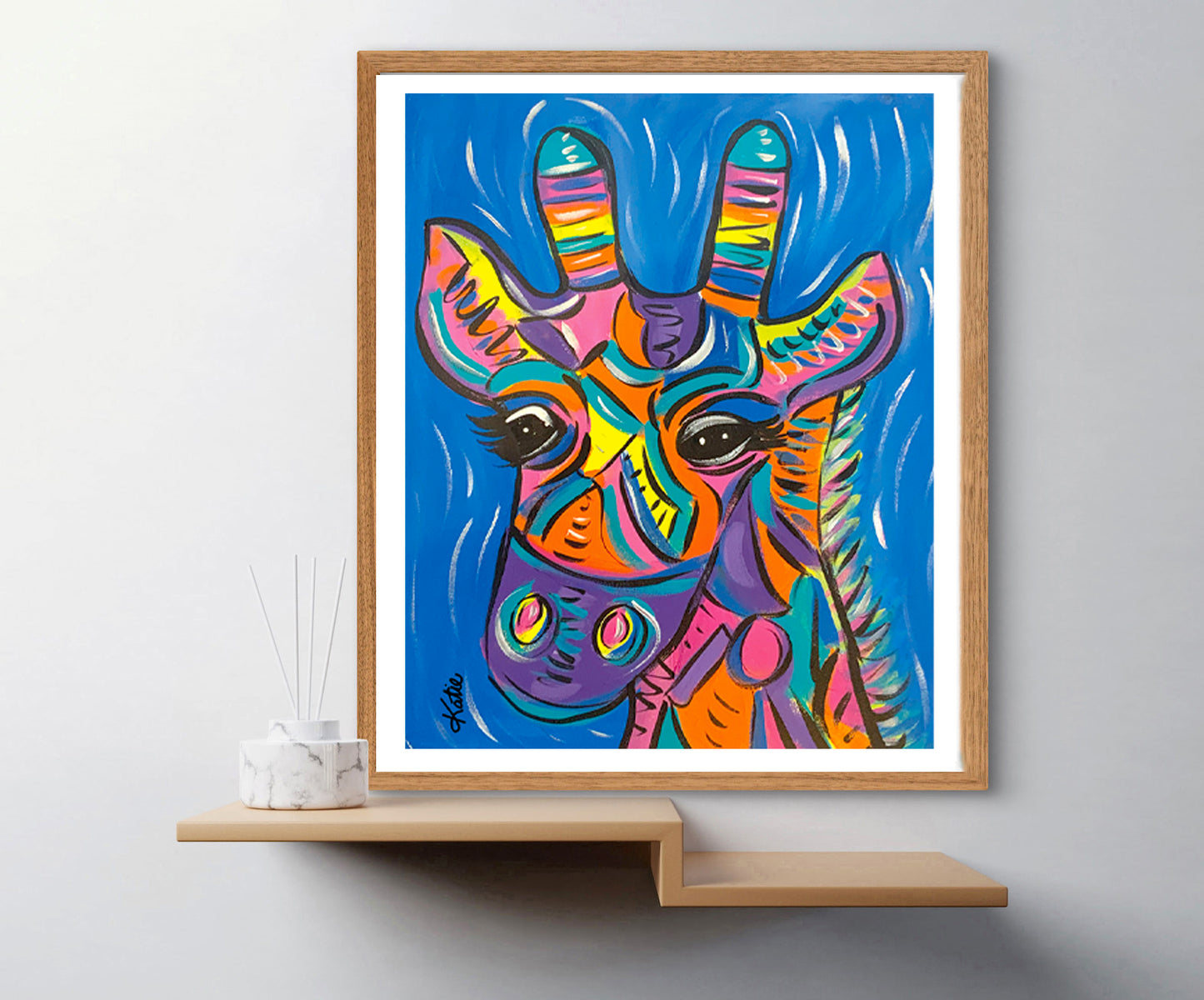 'Coloured Giraffe' Paper Print