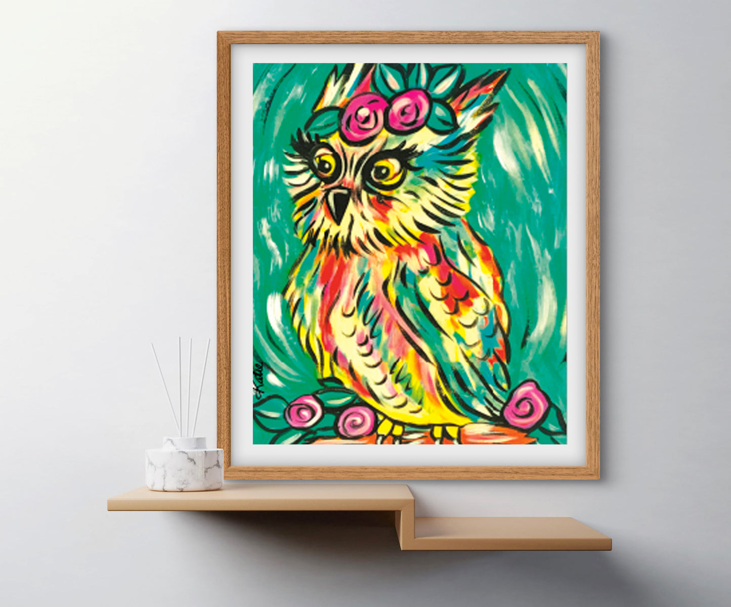 'Coloured Owl' Paper Print