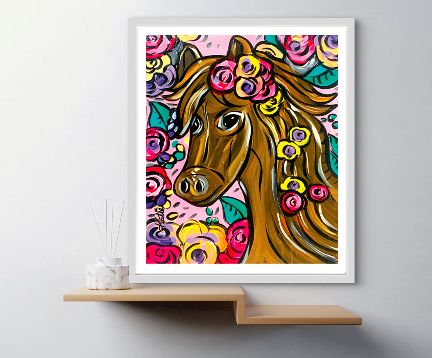 'Floral Horse' Paper Print