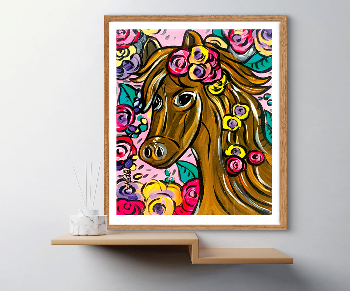 'Floral Horse' Paper Print